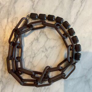 MaxMara Brown Link and Faceted Bead Necklace